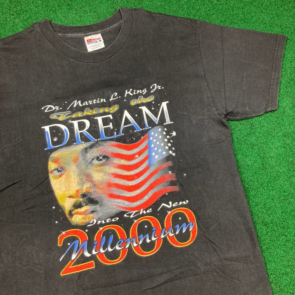 Vintage Martin Luther King Jr Shirt Mens L Black 2000 Millennium Dream Hanes Y2K